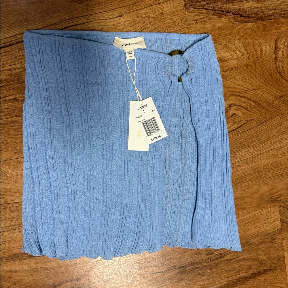 l*space Light Blue Ribbed Swim Coverup Skirt - Picture 4 of 7